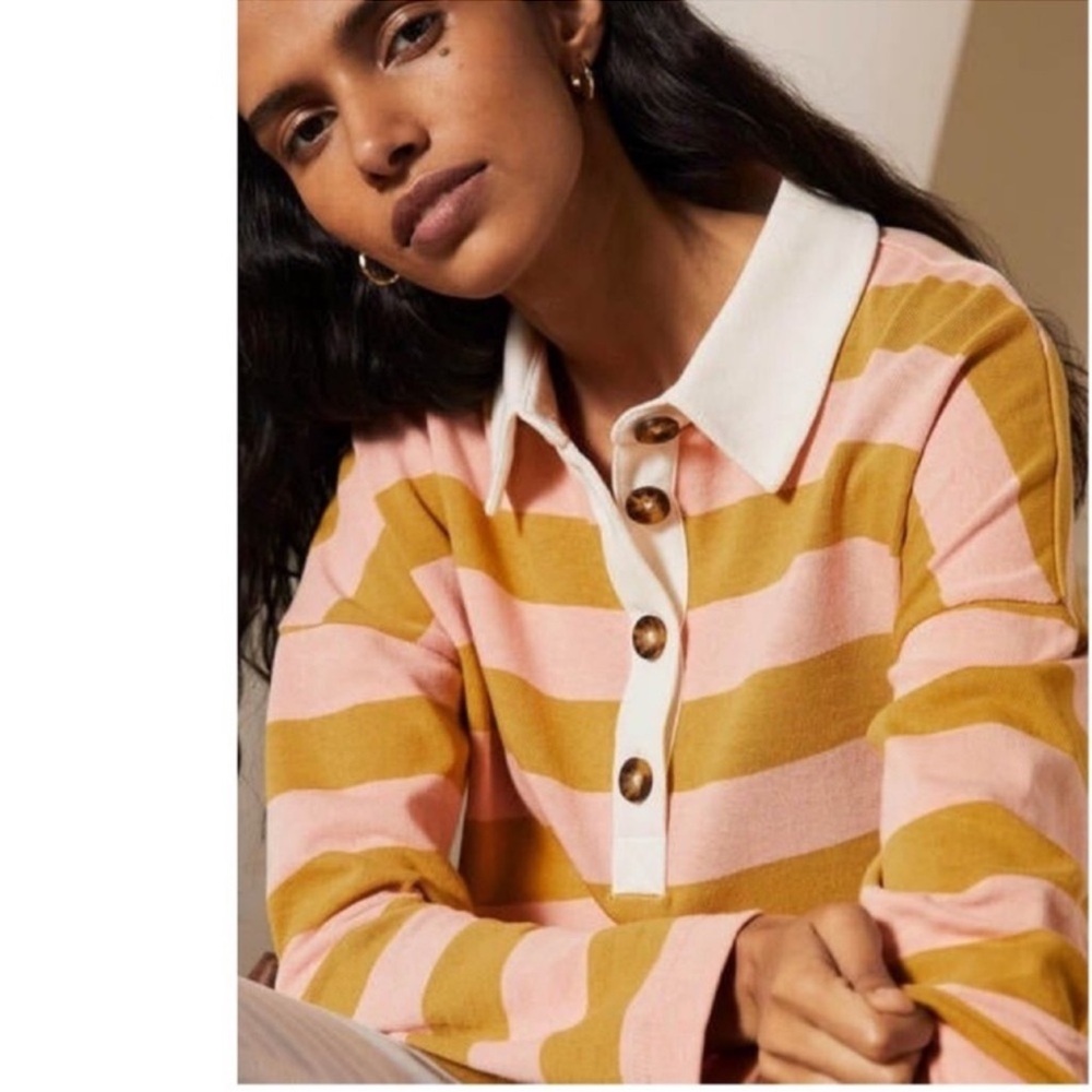 Boden Pink and Gold Striped Top
